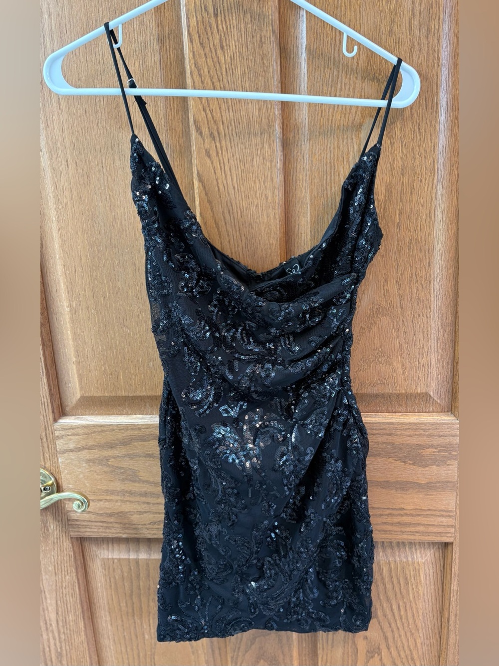 Windsor Black Sequin Cowl Neck Mini Dress